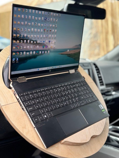 computer on steering wheel desk