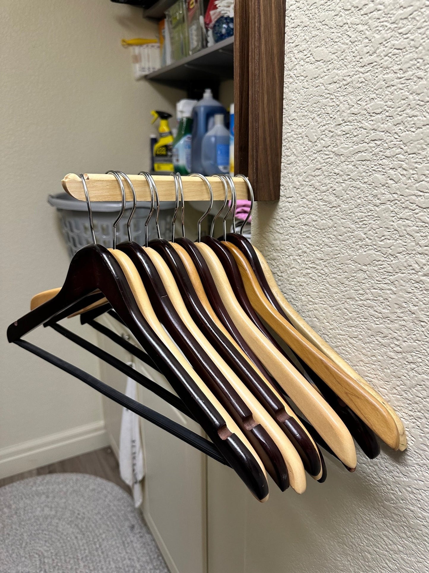 Space Saving Wooden Wall-Mounted Coat Hanger