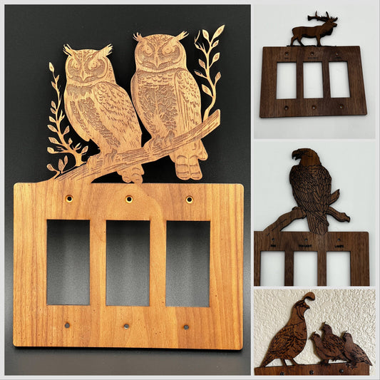 Custom Walnut  Switch / Outlet  Animal Wall Plate, Wildlife, Switch Plate, Electrical Cover, Nature Inspired Eagle, birds, animals.